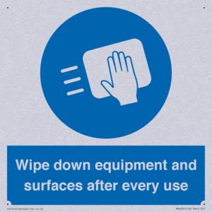 Wipe down equipment and surfaces after every use